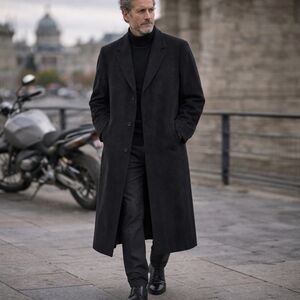 Mario Valente Merino Lambswool Coat 40 Charcoal Black Made In Italy Quiet Luxury
